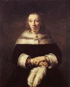 Rembrandt Harmensz Van Rijn A woman with solfjader of a strutsplym